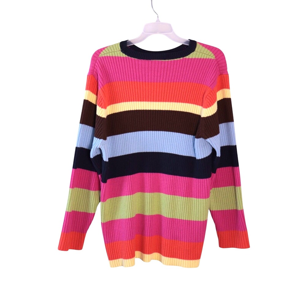 Fiorlini International Women Sweater 22/24W Vintage 90s Y2K Rainbow Striped‎